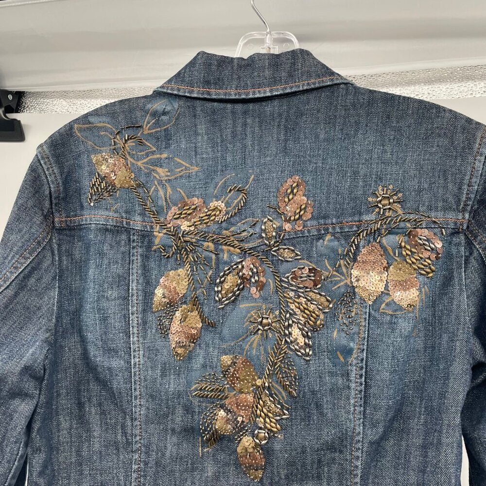 Coldwater Womens Denim Jacket Embroidered/Sequined Size 6 Button Up - Picture 6 of 9